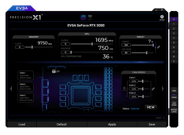 evga precision x1 screenshot